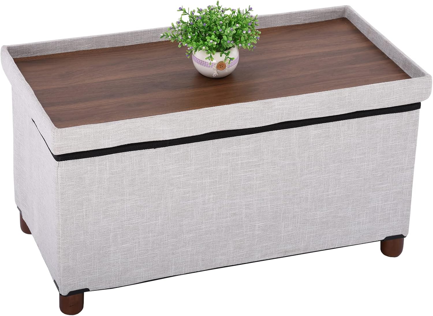 Best Storage Ottoman Bench with Wooden Legs for Living 